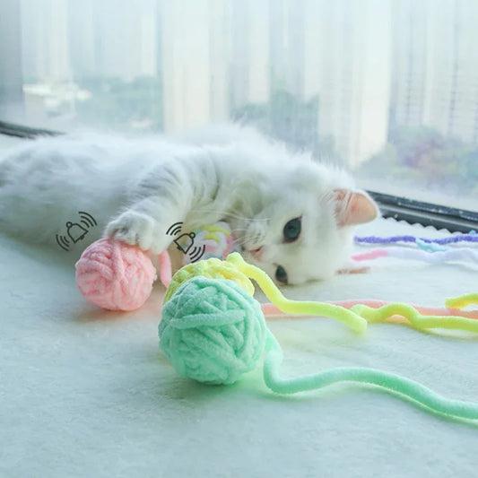 Funny Cat Toys Colorful Yarn Balls with Bell Sounding Interactive Chewing Toy for Kitten Stuffed Toy Ball Cat Toys Supplies