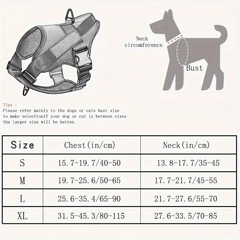 Faisca Reflective Dog Harness, Large & Medium Sizes, Polyester, Durable, Breathable, Waterproof, Adjustable, for Leash Training, Outdoor Walking, Pet Supplies