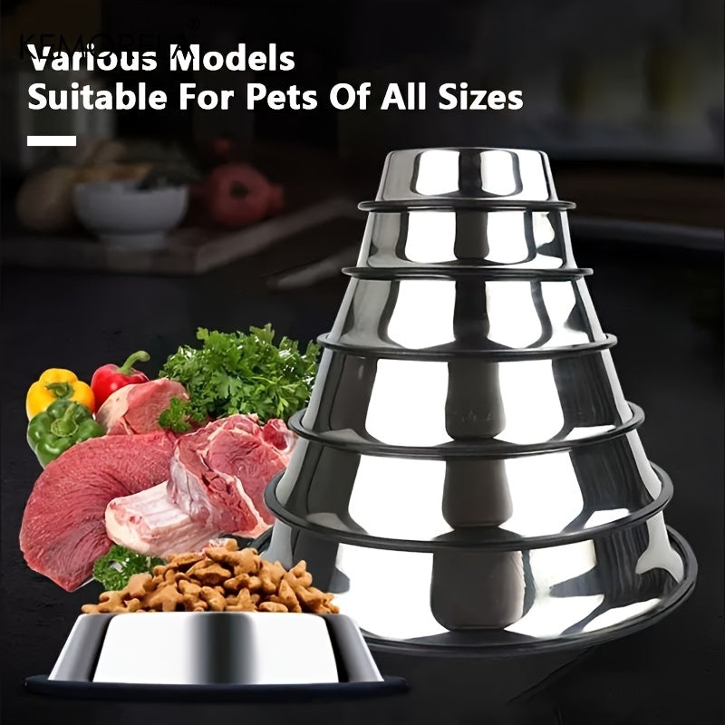 Stainless Steel Pet Bowls, Anti-Slip Rubber Rings, Pet Food Bowls, Cat Bowls, Dog Bowls, Drinking Basins, Pet Supplies, Suitable for Pets of Different Sizes