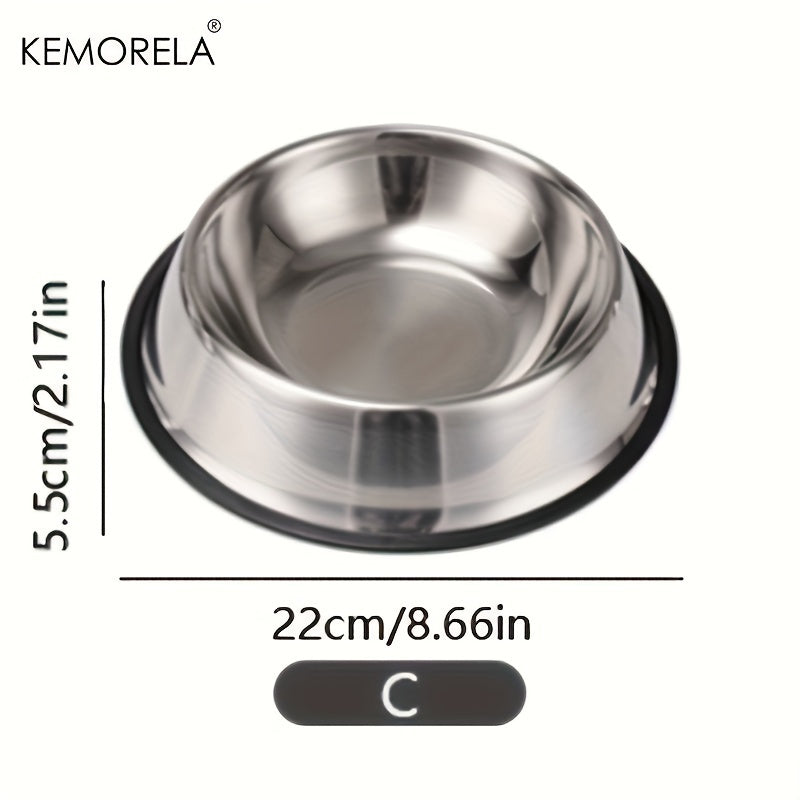 Stainless Steel Pet Bowls, Anti-Slip Rubber Rings, Pet Food Bowls, Cat Bowls, Dog Bowls, Drinking Basins, Pet Supplies, Suitable for Pets of Different Sizes