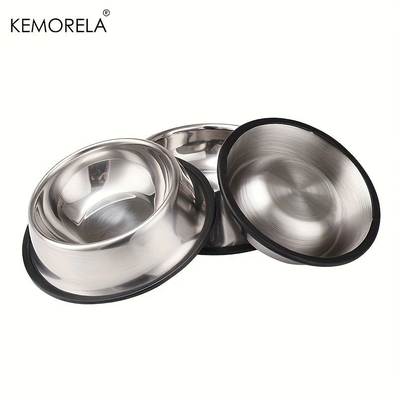 Stainless Steel Pet Bowls, Anti-Slip Rubber Rings, Pet Food Bowls, Cat Bowls, Dog Bowls, Drinking Basins, Pet Supplies, Suitable for Pets of Different Sizes