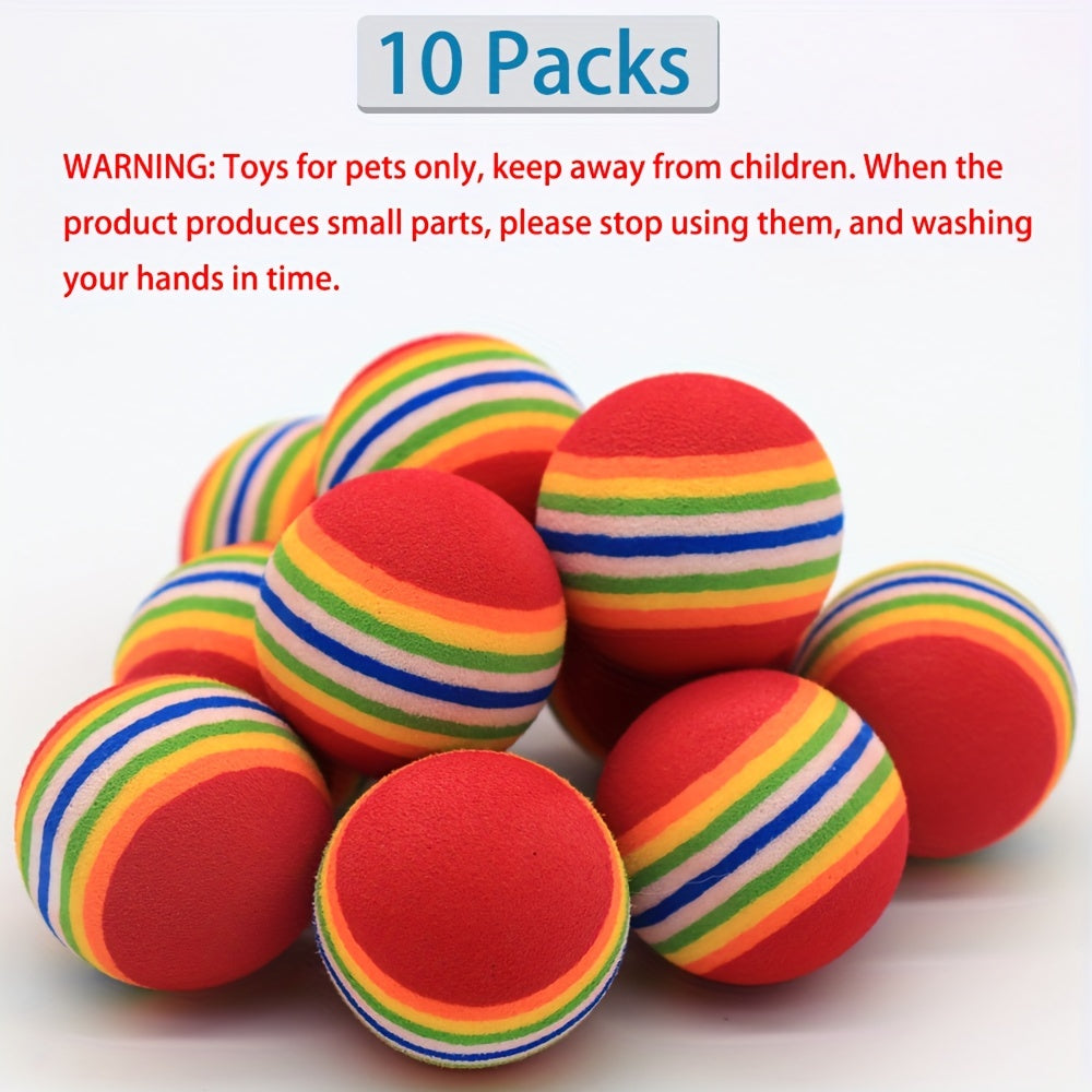 10pcs Foam Striped Rainbow Solid Ball Cat Teaser Toy Interactive Pet Supplies