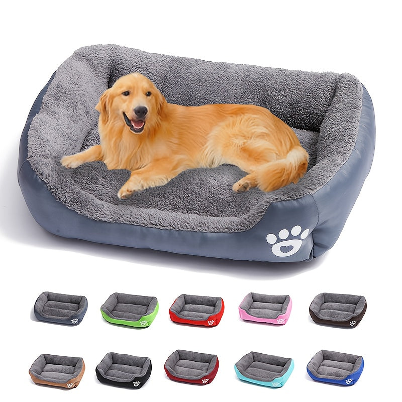 Large Square Waterproof Plush Pet Bed