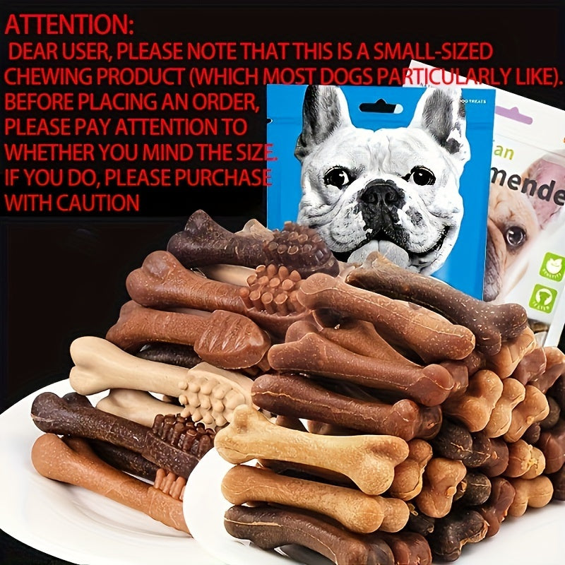 50pcs Dog Chew Treats for Teeth Cleaning & Training - Durable Bone-Shaped Snacks for Puppies & Small Dogs, Nutritious Calcium Supplement, Natural Ingredients (Corn Starch, Beef, Chicken Liver), Pet Training Aids | Bulk Pet Su