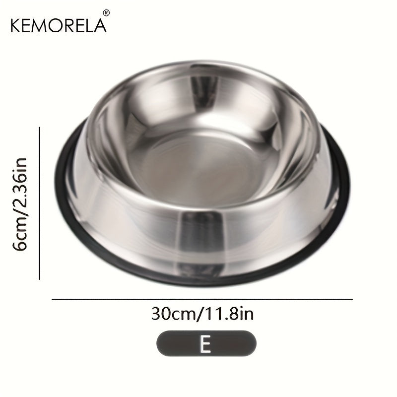 Stainless Steel Pet Bowls, Anti-Slip Rubber Rings, Pet Food Bowls, Cat Bowls, Dog Bowls, Drinking Basins, Pet Supplies, Suitable for Pets of Different Sizes